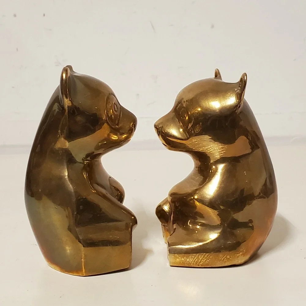 Brass Panda Bear Cubs Figurines Paperweights Miniature Statues‎ 4